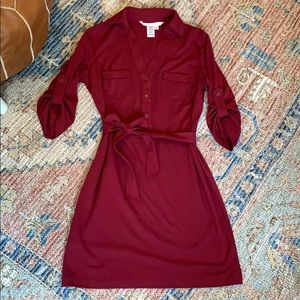 Max Studio | Belted Long Sleeve Shirt Dress